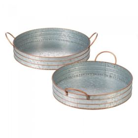 Accent Plus Galvanized Metal Round Tray Set