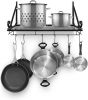 Pots and Pan Rack, Decorative Wall Mounted Storage Hanging Rack, Multipurpose Wrought-Iron shelf Organizer for Kitchen Cookware, Utensils, Pans, Books