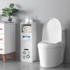 3-tier Bathroom Storage Cabinet with Garbage Can 25*25*80CM White RT