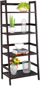 4-Tier Ladder Shelf, Multifunctional Ladder-Shaped Bookcase Storage Shelves, Bamboo Plant Stand Flower Pots Holder, Display Rack for Living Room Bathr