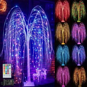 216 LED 5FT Colorful Lighted Willow Tree; RGB LED Tree with Remote; Willow Tree with Multicolored White String Lights for Indoor Outdoor Christmas Par