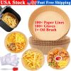 200Ã— Air Fryer Disposable Paper Lining w/ Disposable Gloves Non-Stick Baking Mat