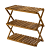 BEEFURNI Acacia 3 Tiers Wooden Plants Stand Foldable Shoe Rack Multipurpose Shelf Perfect Idea For Living Room, Bedroom, Hallway, Bathroom Natural Col