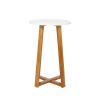 FCH Single Layer Bamboo Side Table 40*37*59.5cm Round White Table Top Natural Wood Table Legs RT