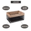 Wooden Top Wire Storage Baskets (Set of 3)Organizer with Built-in Handles for Kitchen Laundry Nursery