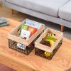 Wooden Top Wire Storage Baskets (Set of 3)Organizer with Built-in Handles for Kitchen Laundry Nursery