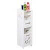 3-tier Bathroom Storage Cabinet with Garbage Can 25*25*80CM White RT