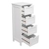 4 Drawers Storage Cabinet Fork Type Bathroom Wall Cabinet White  YJ