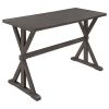 TOPMAX 3-Piece Counter Height Wood Kitchen Dining Table Set with 2 Stools for Small Places, Gray Finish+Black Cushion