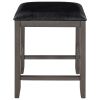 TOPMAX 3-Piece Counter Height Wood Kitchen Dining Table Set with 2 Stools for Small Places, Gray Finish+Black Cushion