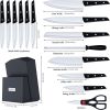 Knife Set with Block;  LapEasy 15 Pieces Kitchen Knife Set with Pine Block Holder;  Knife Block Set with Sharpener;  High Stainless Steel Knives with