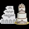 4PCS Kitchen Cookie Baking Tool Damask Lace Flower Cake Border Stencil Mold