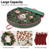 Christmas Wreath Storage Bag 48" Garland Wreath Container Tear Resistant Fabric Round Wreath Boxes for Storage for Xmas Holiday Ornament;  Red and Gre