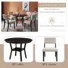 5-Piece Kitchen Dining Table Set Round Table with Bottom Shelf, 4 Upholstered Chairs for Dining Room(Espresso)