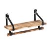 Floating Shelf Wall Shelf Rustic Wood Kitchen Spice Rack with Towel Bar and 8 Removable Hooks for Organize Cooking Utensils or Mugs