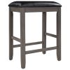 TOPMAX 3-Piece Counter Height Wood Kitchen Dining Table Set with 2 Stools for Small Places, Gray Finish+Black Cushion