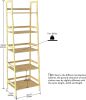 WTZ Bookshelf;  Ladder Shelf;  5 Tier Bamboo Bookcase;  Rustic Open Book Case for Bedroom;  Living Room;  Office;  BC-238 Natural