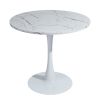 Modern 31.5" Dining Table with Round Top and Pedestal Base in marble color