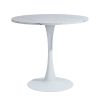 Modern 31.5" Dining Table with Round Top and Pedestal Base in marble color