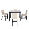 5 Piece Counter Height Faux Marble Modern Dining Set with Matching Chairs and Marble Veneer for Home