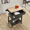 conifferism Kitchen Cart with Towel, Portable Kitchen Islands with Wheels, Microwave Cart with Storage Shelf for Dining Rooms Kitchens Black