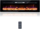 BizHomart 60" Electric Fireplace, Recessed & Wall Mounted Electrical Fireplace with Bracket, Ultra Thin, Low Noise, Remote Control, Timer, Logset & Cr