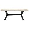 Dining Table White 78.7"x39.4"x29.5" Solid Mango Wood