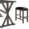 TOPMAX 3-Piece Counter Height Wood Kitchen Dining Table Set with 2 Stools for Small Places, Gray Finish+Black Cushion