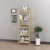 WTZ Bookshelf;  Ladder Shelf;  5 Tier Bamboo Bookcase;  Rustic Open Book Case for Bedroom;  Living Room;  Office;  BC-238 Natural