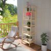 WTZ Bookshelf;  Ladder Shelf;  5 Tier Bamboo Bookcase;  Rustic Open Book Case for Bedroom;  Living Room;  Office;  BC-238 Natural