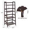 4-Tier Ladder Shelf, Multifunctional Ladder-Shaped Bookcase Storage Shelves, Bamboo Plant Stand Flower Pots Holder, Display Rack for Living Room Bathr