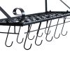 Pots and Pan Rack, Decorative Wall Mounted Storage Hanging Rack, Multipurpose Wrought-Iron shelf Organizer for Kitchen Cookware, Utensils, Pans, Books