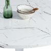 Modern 31.5" Dining Table with Round Top and Pedestal Base in marble color