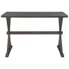 TOPMAX 3-Piece Counter Height Wood Kitchen Dining Table Set with 2 Stools for Small Places, Gray Finish+Black Cushion