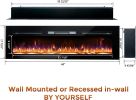 BizHomart 60" Electric Fireplace, Recessed & Wall Mounted Electrical Fireplace with Bracket, Ultra Thin, Low Noise, Remote Control, Timer, Logset & Cr