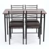 5 Piece Dining Set Wood Metal Table and 4 Chairs Kitchen Breakfast Furniture