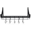 Pots and Pan Rack, Decorative Wall Mounted Storage Hanging Rack, Multipurpose Wrought-Iron shelf Organizer for Kitchen Cookware, Utensils, Pans, Books