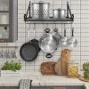 Pots and Pan Rack, Decorative Wall Mounted Storage Hanging Rack, Multipurpose Wrought-Iron shelf Organizer for Kitchen Cookware, Utensils, Pans, Books