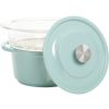 Gibson Oak Park 3 Quart Casserole with Lid and Glass Steamer Insert, Sky Blue