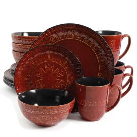 Gibson Elite Milanto 16 Piece Stoneware Dinnerware Set in Red