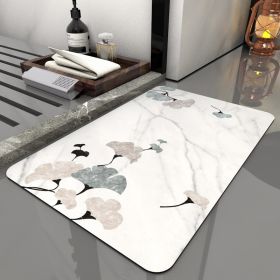 Super Absorbent Bath Rug Quick Drying Non-slip Bathroom Mat Bath Tub Side Area Floor Mats Diatomite Home Doormat Kitchen Carpet (Color: Ginkgo, Specification: 400MMx600MM)