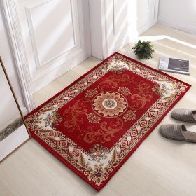 Thickened Absorbent Jacquard Carpet Dornier Woven Living Room Bathroom Rug Kitchen Non-slip Home Entry Floor Door Mat Red Brown (Color: Red, size: 80CMx120CM)