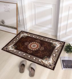 Thickened Absorbent Jacquard Carpet Dornier Woven Living Room Bathroom Rug Kitchen Non-slip Home Entry Floor Door Mat Red Brown (Color: coffee, size: 60CMx90CM)