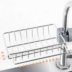 Drainer Storage Soap Stainless Dishcloth Rag Steel Sponge Shelf Adjustable Rack Dry Kitchen Basket Finishing Faucet Towel Pool (Color: Stainless steel 1)