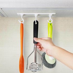 6 Hook Suction Cup Holder Towel Rack Storage Shelf Bathroom Rack Kitchen utensils storage sticky (Color: White)