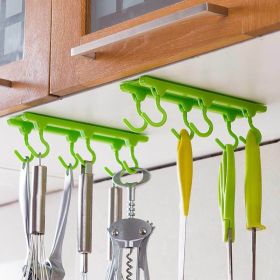 6 Hook Suction Cup Holder Towel Rack Storage Shelf Bathroom Rack Kitchen utensils storage sticky (Color: Green)