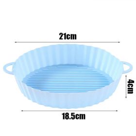 Air Fryers Oven Baking Tray Fried Chicken Basket Mat AirFryer Silicone Pot Round Replacemen Grill Pan Accessories (Color: Sky Blue, size: Diameter 18.5cm)