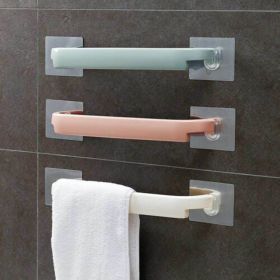 Multifunctional Useful Towel Rail Rack Wall Mounted Bathroom Self Adhesive Hanging Hanger (Color: Pink)