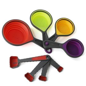 Super-useful Colorful 8/4pcs Kitchen Tools Measuring Spoons Measuring Cups Spoon Cup Baking Utensil (Color: Nordic Powder, size: 8PCS Measuring Cups and Spoons)