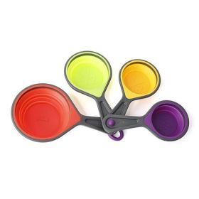 Super-useful Colorful 8/4pcs Kitchen Tools Measuring Spoons Measuring Cups Spoon Cup Baking Utensil (Color: Nordic blue, size: 4PCS Measuring Cups)